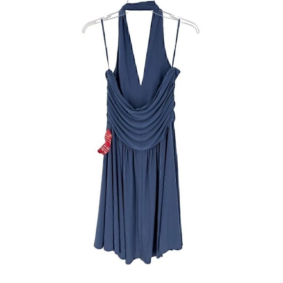 Scarlett Halter Sleeveless Knee Length Dress Polyester Blend Size 18 Blue - Picture 2 of 3